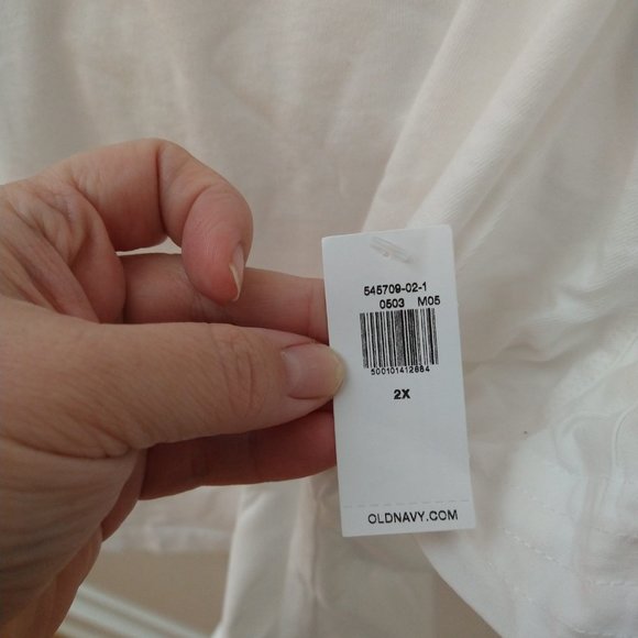 Old Navy Flutter-Sleeve Paneled T-Shirt 2X White Lillies - Picture 2 of 3